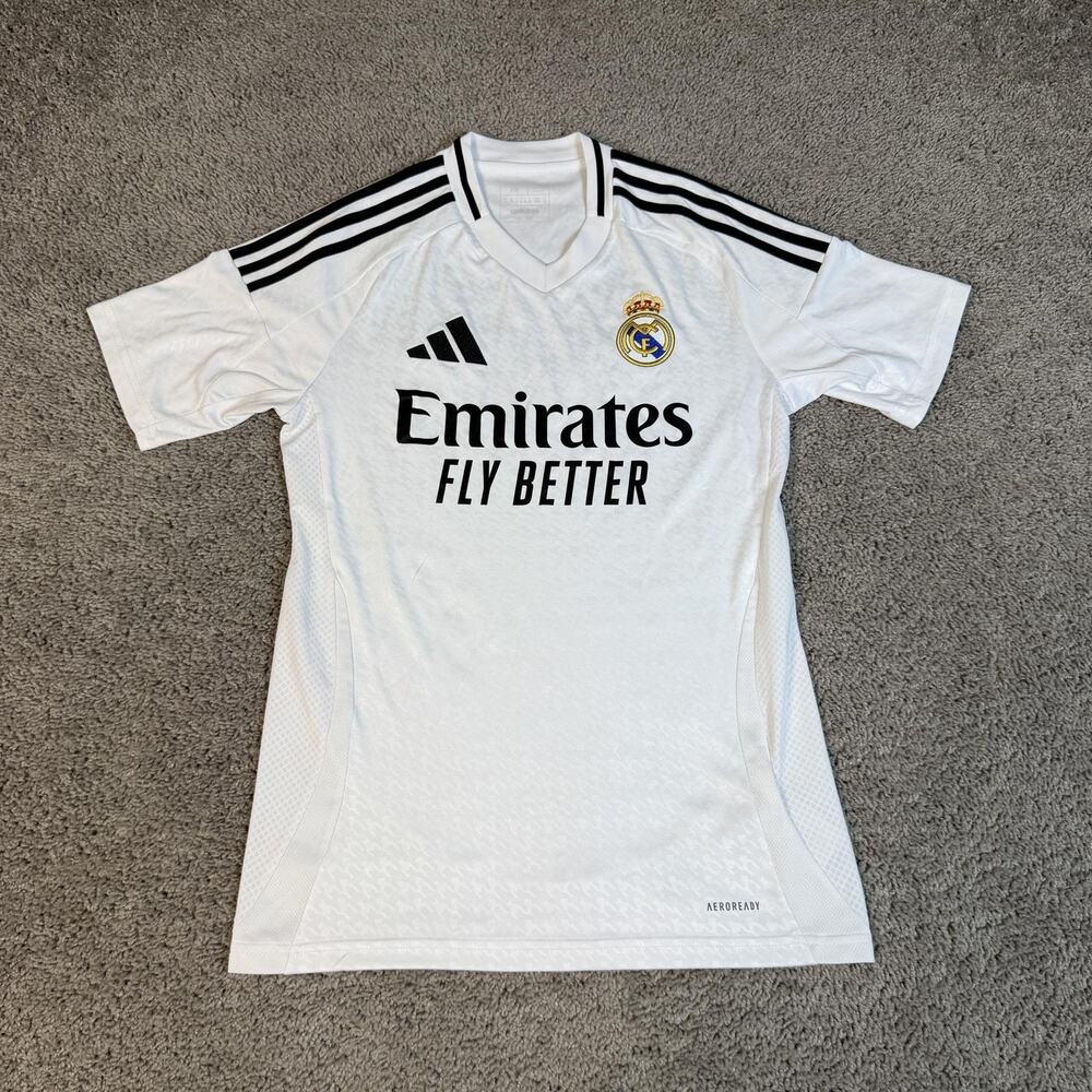 Real Madrid Jersey Mens XS White Soccer Emirates Fly Better Adidas AEROREADY